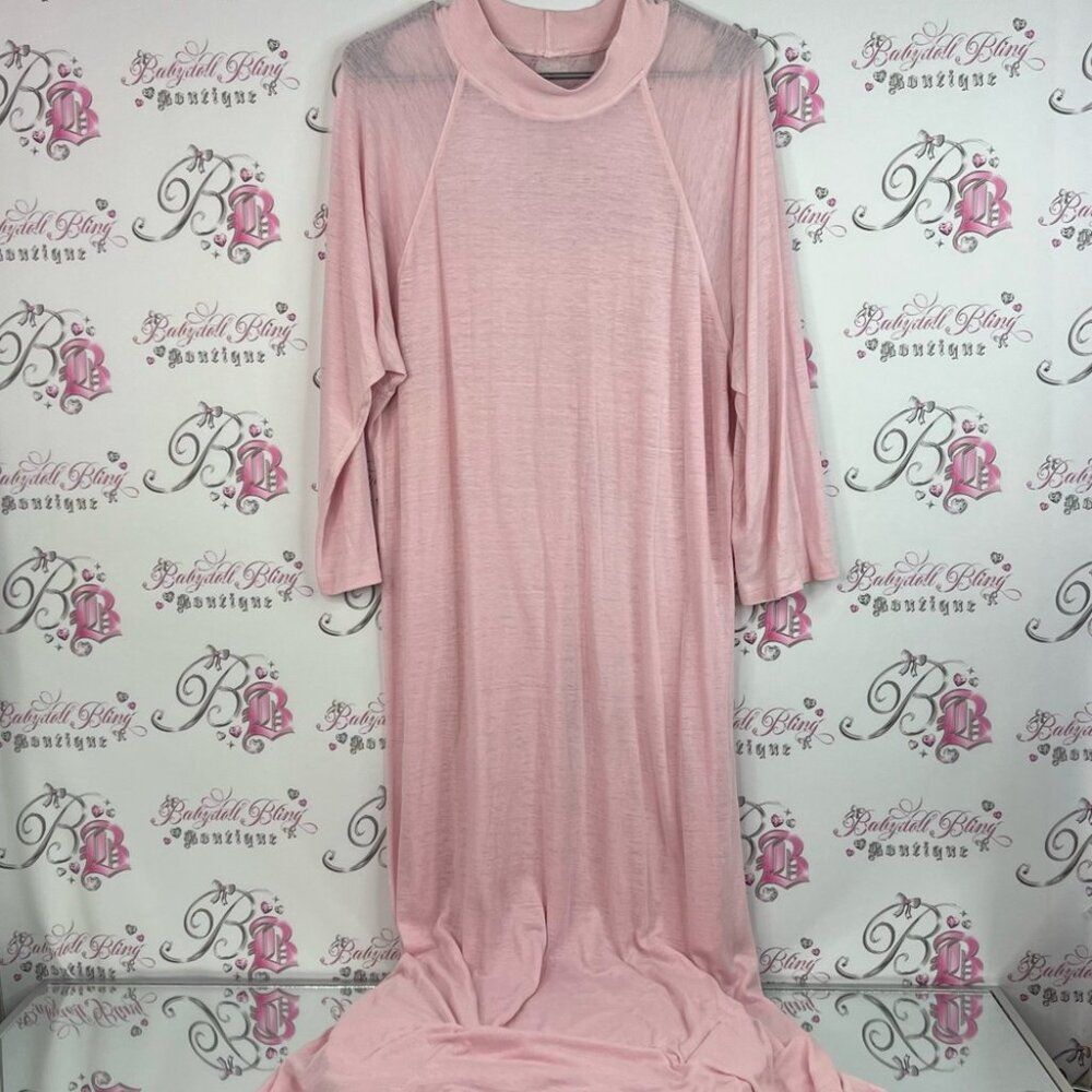 Dress long maxi long sleeves light baby Pink Long Sleeve Dress stretchy